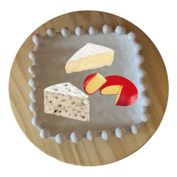 Mud Pie Beaded Cheese Plate 9" x 9" - Picture 3 of 4